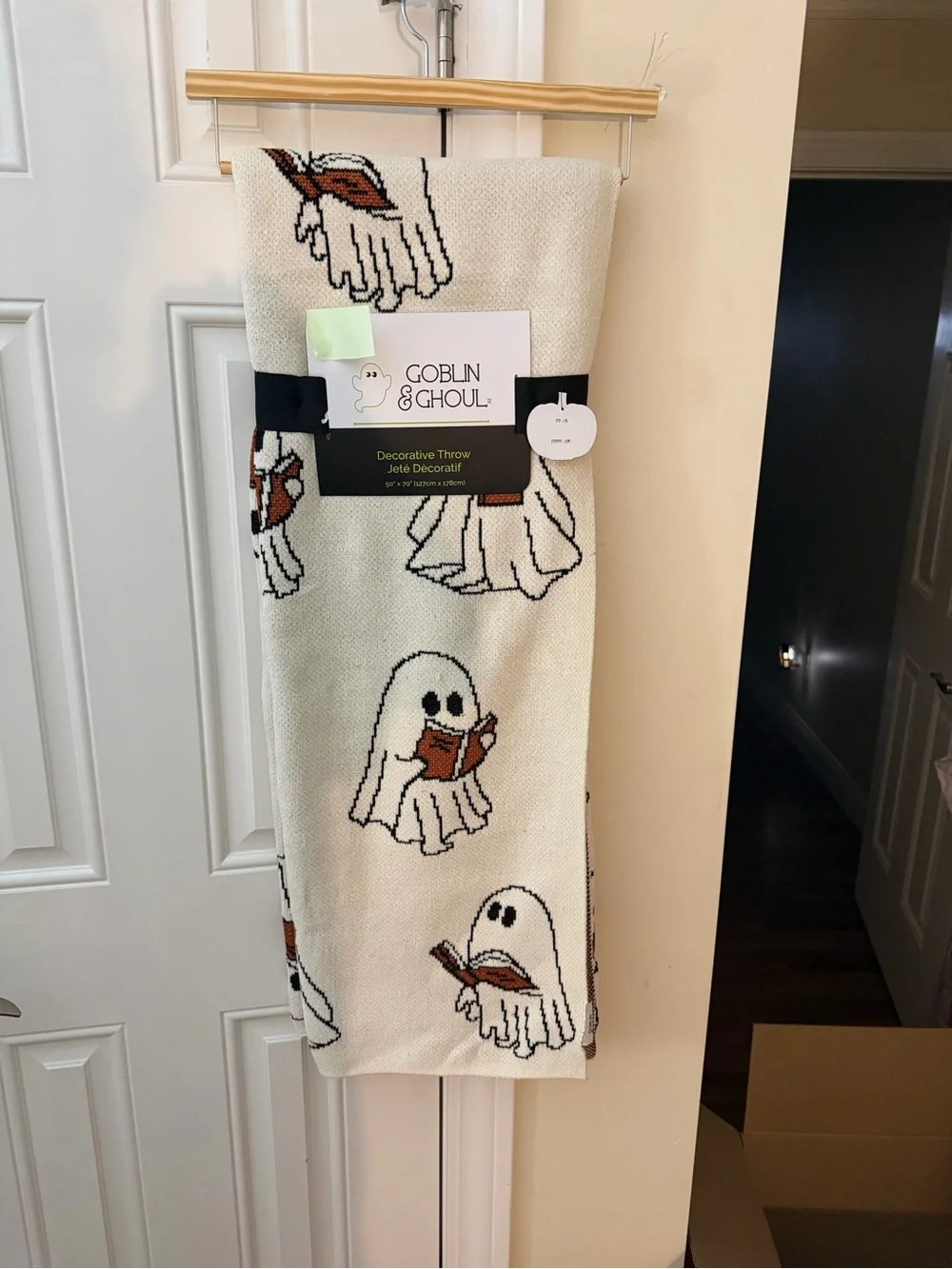 Goblin & Ghoul Halloween Ghost Reading Book Throw Blanket